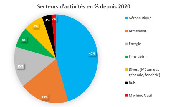 histogramme des secteurs d'activité de Sud Ouest Système depuis 2020