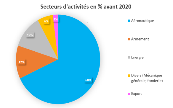 histogramme des secteurs d'activité de Sud Ouest Système avant 2020